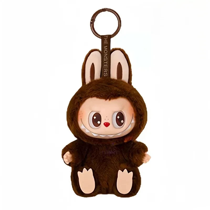 new hot anime figure labubu have a seat series pendant flocking doll model toy kawaii monster replica keychain toy birthday gift