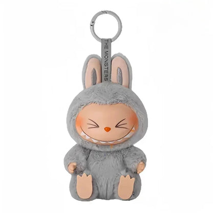 New Hot Anime Figure Labubu Have A Seat Series Pendant Flocking Doll Model Toy Kawaii Monster Replica Keychain Toy Birthday Gift