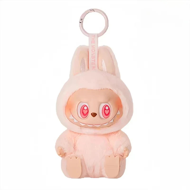 new hot anime figure labubu have a seat series pendant flocking doll model toy kawaii monster replica keychain toy birthday gift