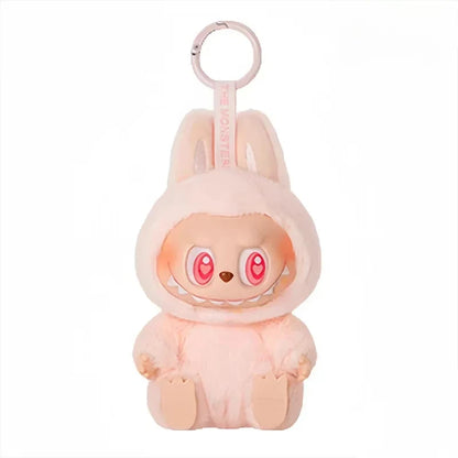 New Hot Anime Figure Labubu Have A Seat Series Pendant Flocking Doll Model Toy Kawaii Monster Replica Keychain Toy Birthday Gift