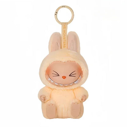 New Hot Anime Figure Labubu Have A Seat Series Pendant Flocking Doll Model Toy Kawaii Monster Replica Keychain Toy Birthday Gift