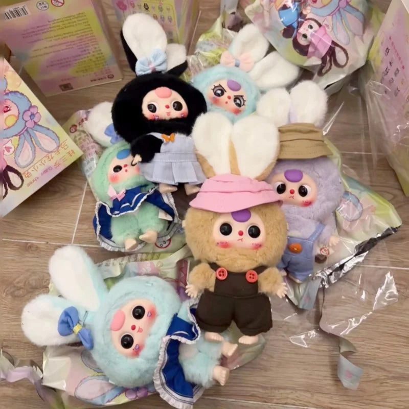 genuine baby three macaron little rabbit series plush mystery box tide play backpack pendant doll blind box girl christmas gift