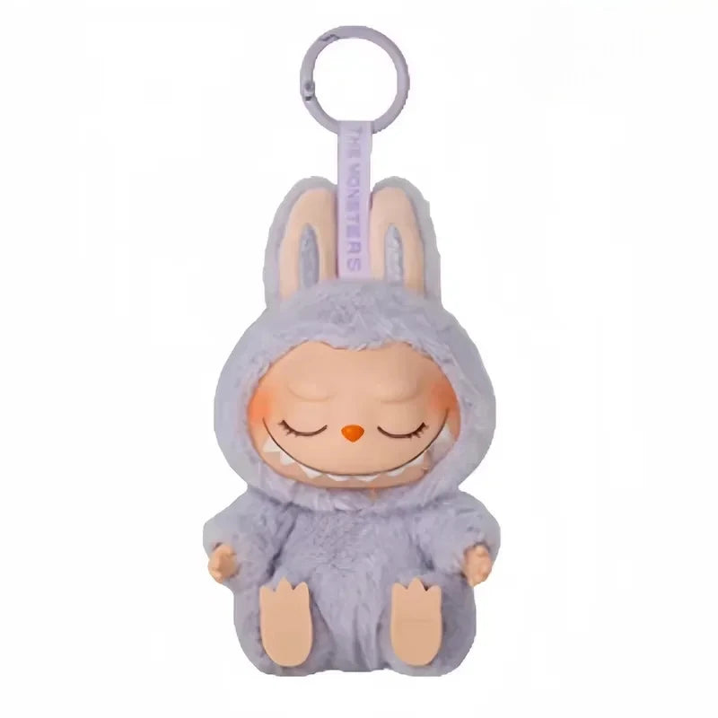 new hot anime figure labubu have a seat series pendant flocking doll model toy kawaii monster replica keychain toy birthday gift