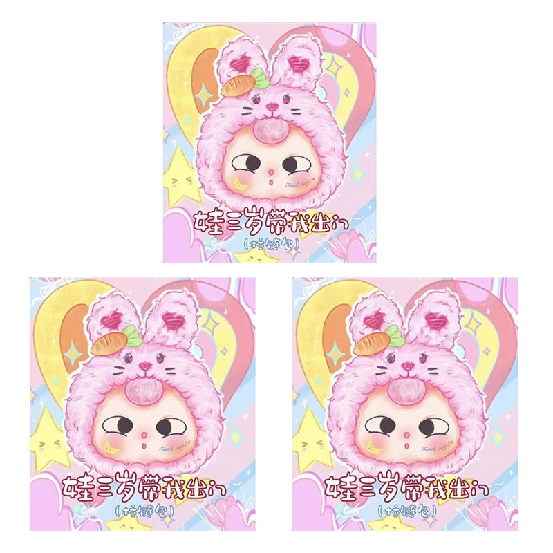 genuine baby three vinyl blind box take me out series cartoon zipper bag plush girl bag christmas birthday gift dolls in stock