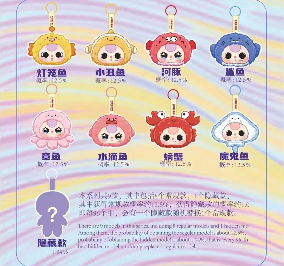 genuine baby three ocean series blind box tide play vinyl doll kawaii backpack decorative pendant mystery box toy christmas gift